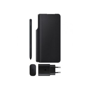 Samsung Galaxy Z Fold3 Accessory Combo (Note Package) Flip Cover + Fold Edition S-Pen + 25W Travel Adapter (No Cable Included) Black