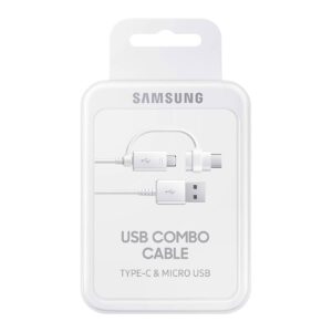 Samsung Galaxy Official USB Combo Data Cable: USB-A to Micro USB or USB-C, 1.5m, White