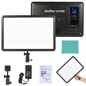LEDP260C Ultra-thin 30W Dimmable LED Video Light Panel Lamp 3200K-5600K Bi-color Temperature w/Wireless Remote Control Handle for Cannon Nikon Sony Digital DSLR Camera Studio Photography